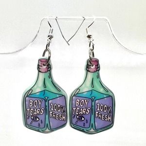 Bottle of “Boy Tears” Earrings - Teen Statement Earrings - Dangle Earrings